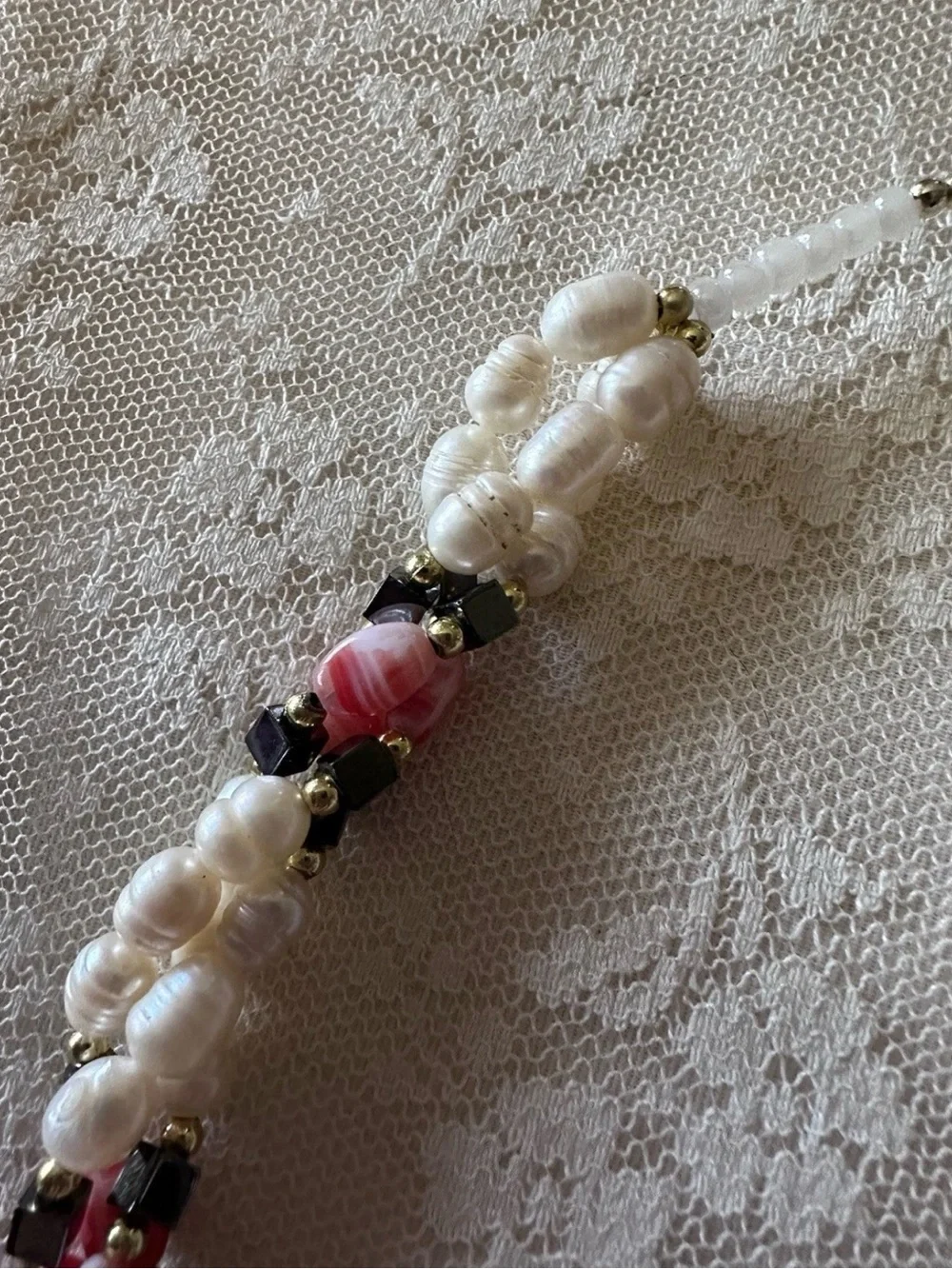 Multi-Strand Twisted Freshwater Pearl ? and Hematite ? Necklace